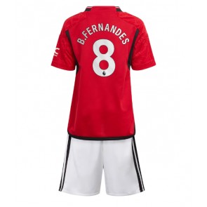 Manchester United Bruno Fernandes #8 Dětské Domácí dres komplet 2023-24 Krátký Rukáv (+ trenýrky)